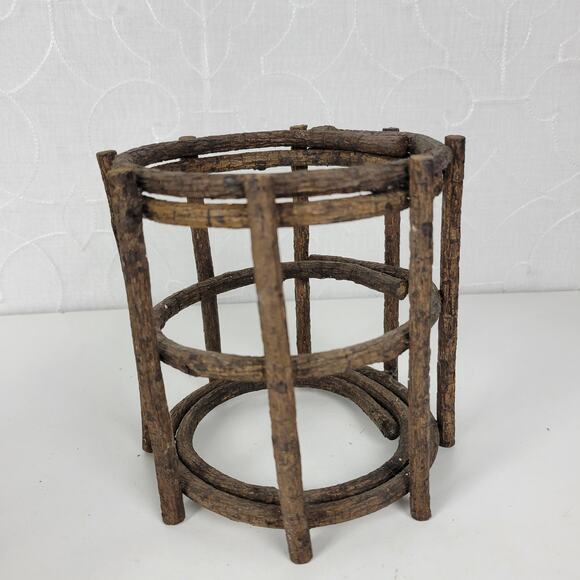 VINTAGE Handmade Candle Holders Brown Primitive Wooden Stick Home Decor Set of 3 - Picture 10 of 15